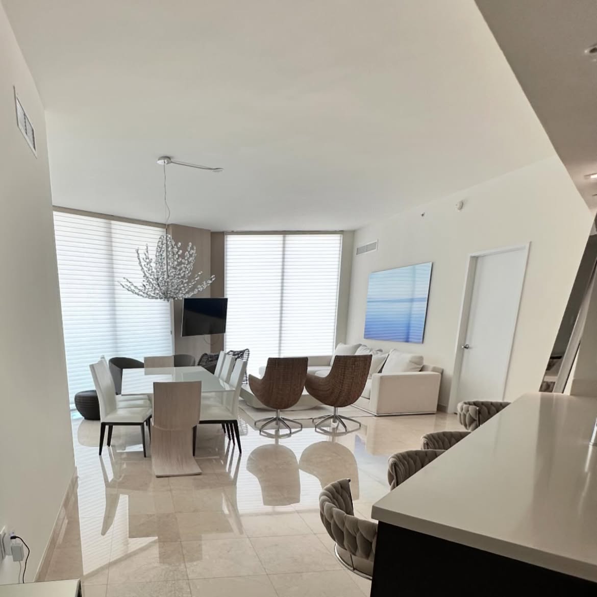 Finished interior wall and ceiling painting project in Sunny Isles